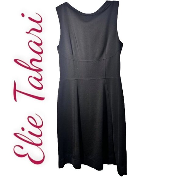 ELIE TAHARI Elegant Black Sleeveless Fit & Flare Structured Dress, Size 10 - Picture 1 of 7